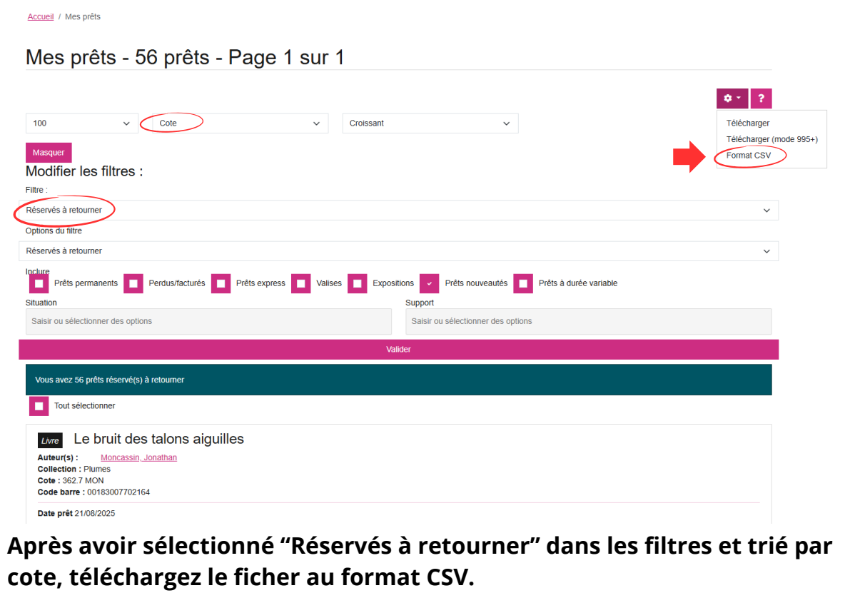 Tuto Reserves a retourner