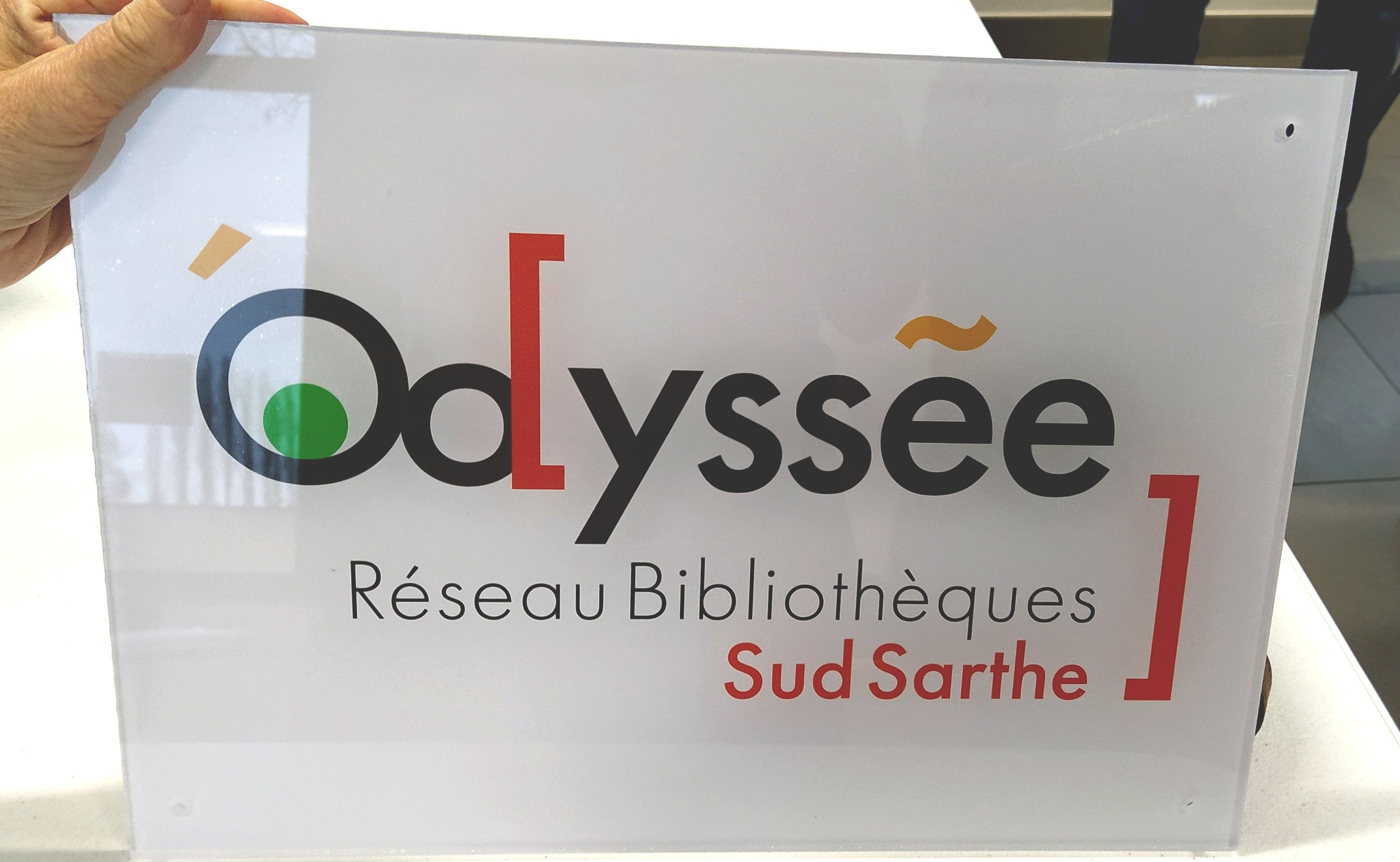 Pancarte Odyssée, réseau bibliothèques Sud Sarthe